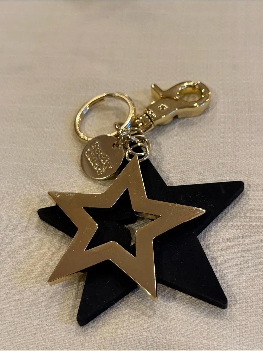 See By Chloe Black and Gold Star Keychain Bag Charm